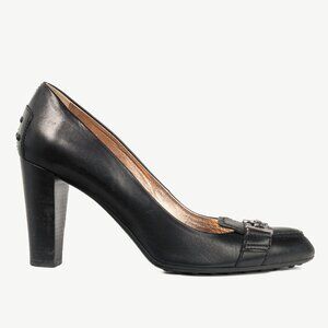 Tod’s Black Leather Horsebit Pumps